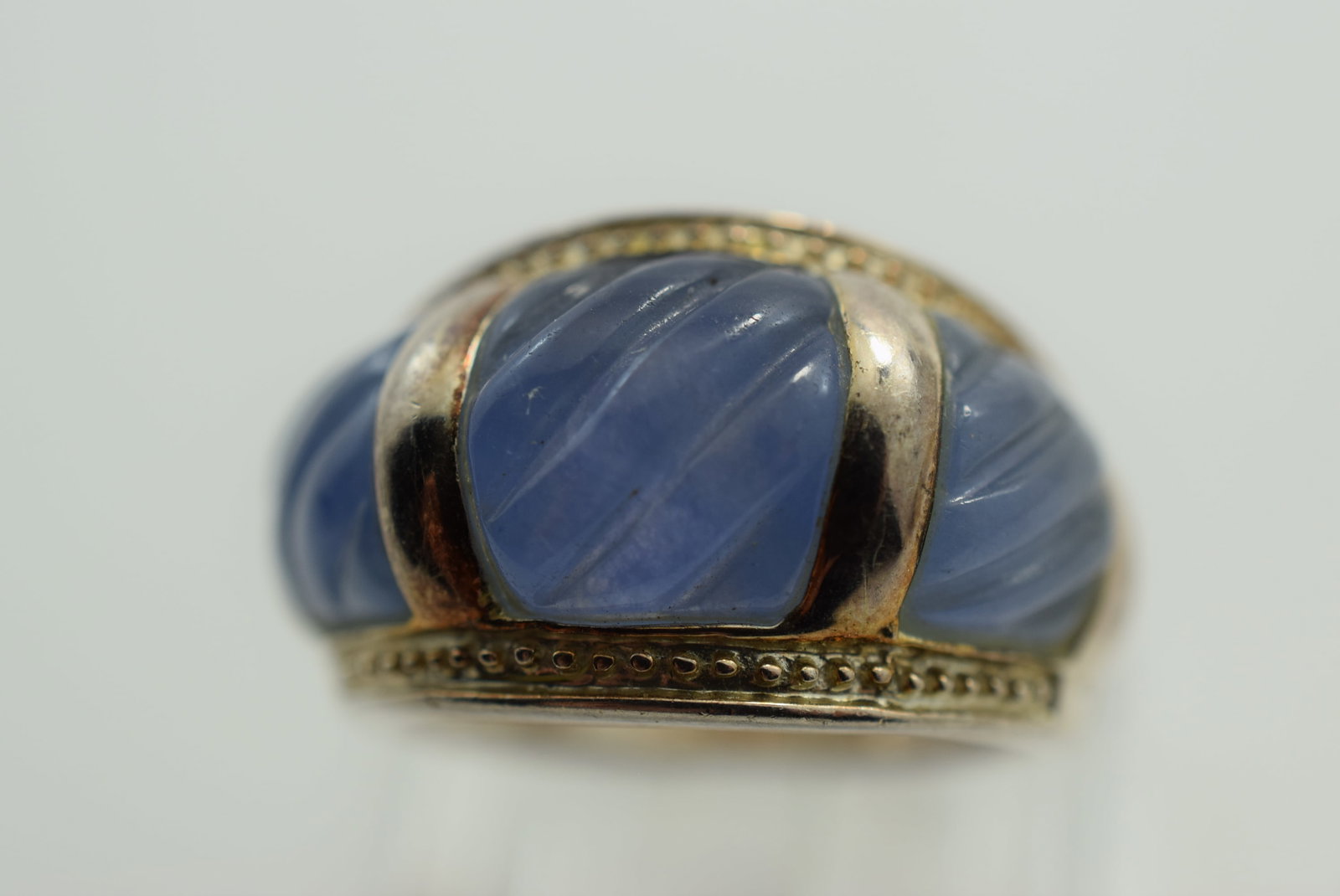 Sterling Silver 925 Vermeil Ring Molded Purple Beauty Size 6 Vintage Lot # JM 995: Sterling Silver 925 Vermeil Ring Molded Purple Beauty Size 6 Vintage weighs 8.23