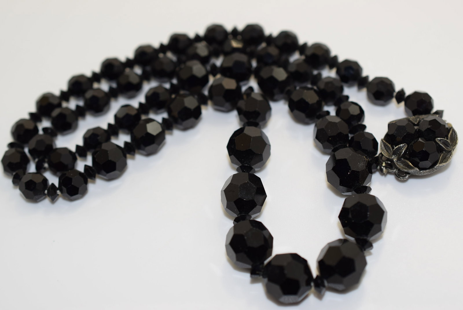 Sherman Japanned Black Crystal 1940's Necklace Vintage Lot # JM 1003 (1 of 3)