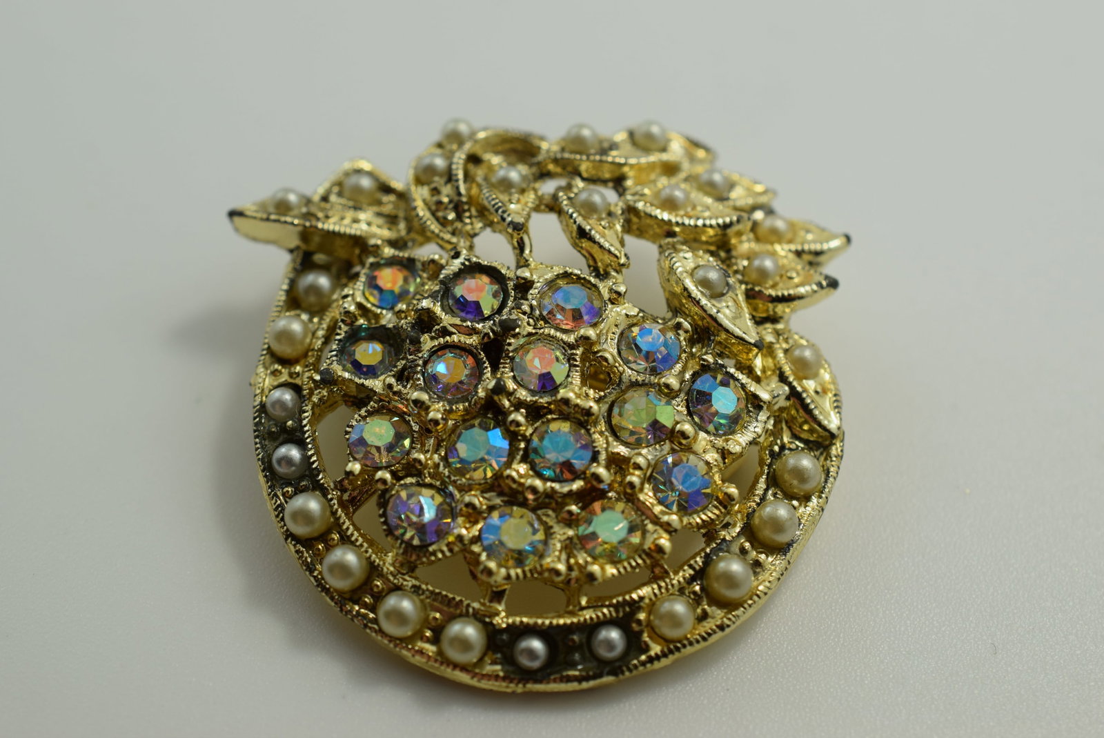 Rhinestone 1940's Brooch Pin 1 1/2" Vintage Lot # JM 1011 (1 of 2)