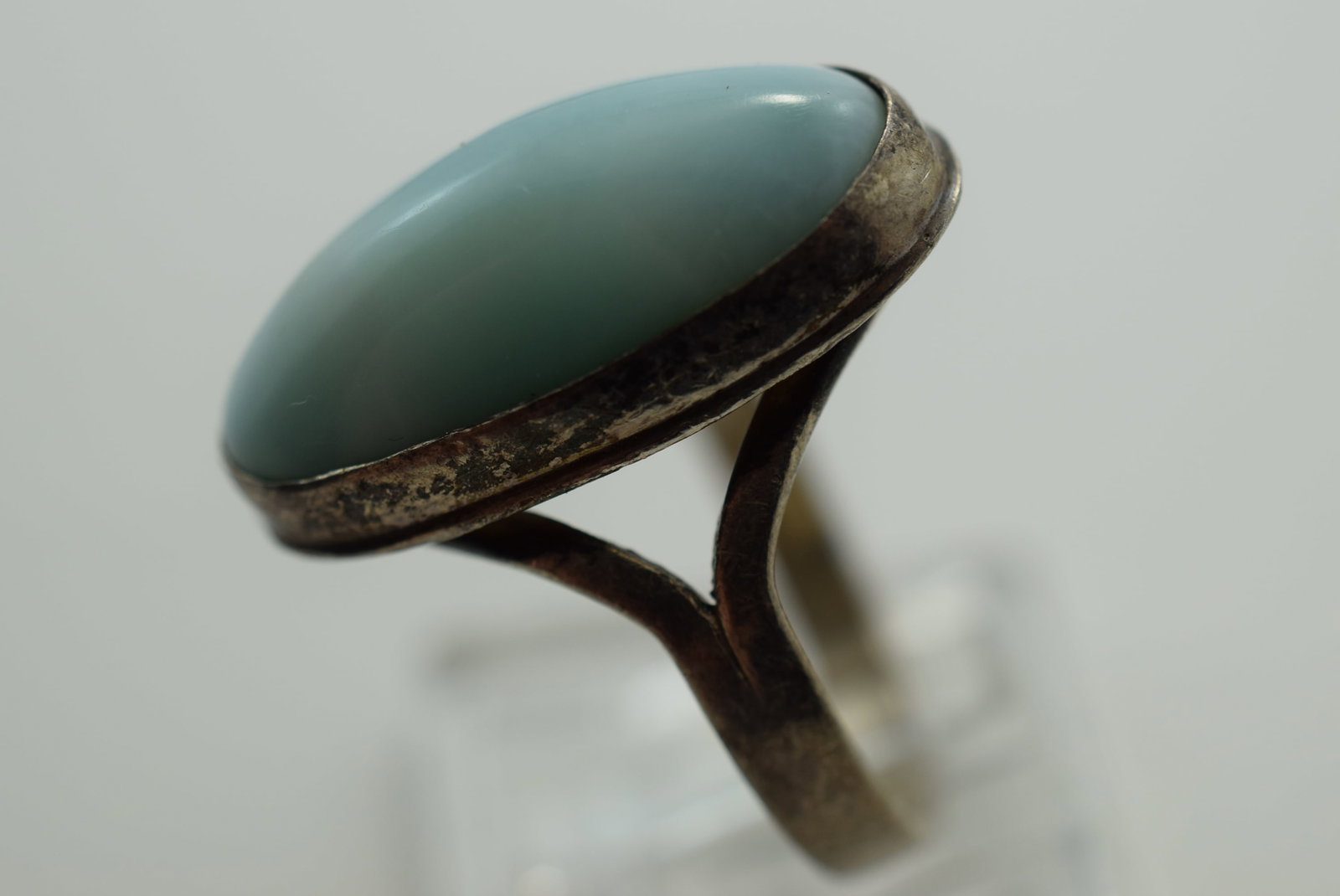 Larimar Sterling Silver 925 Ring Size 7.75 Vintage Lot # JM 1046: Larimar Sterling Silver 925 Ring Size 7.75 Vintage