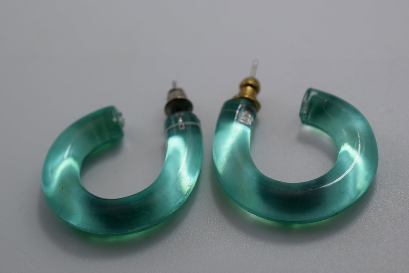Frosted Green Hoops 1 1/8" Vintage Lot # JM 1098: Frosted Green Hoops 1 1/8" Vintage Look 1980's