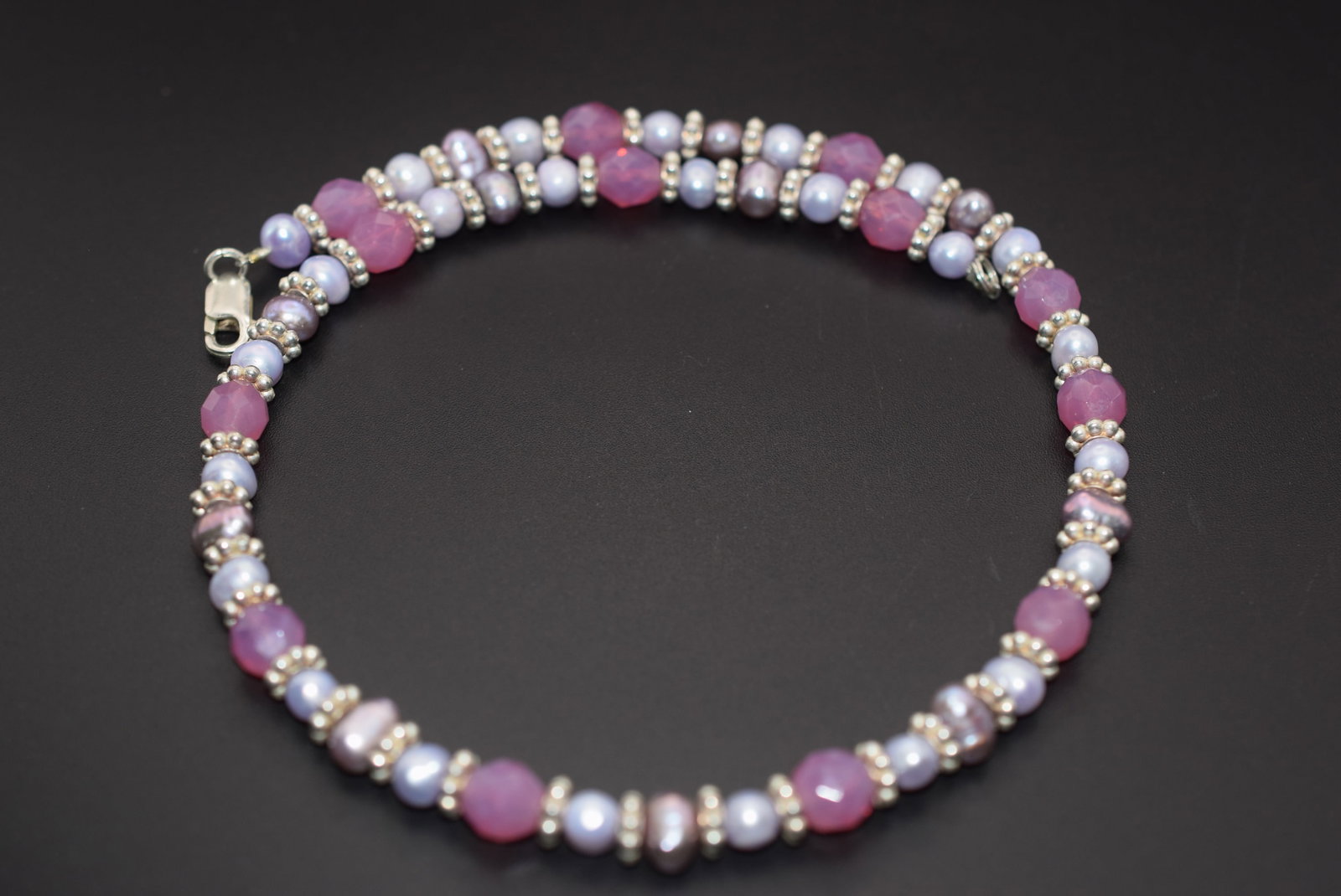 Genuine Pearl Sterling Silver 925 Crystal Necklace Lot 1133: Genuine Pearl Sterling Silver 925 Crystal Necklace measures 17" long signed 925 on the clasp