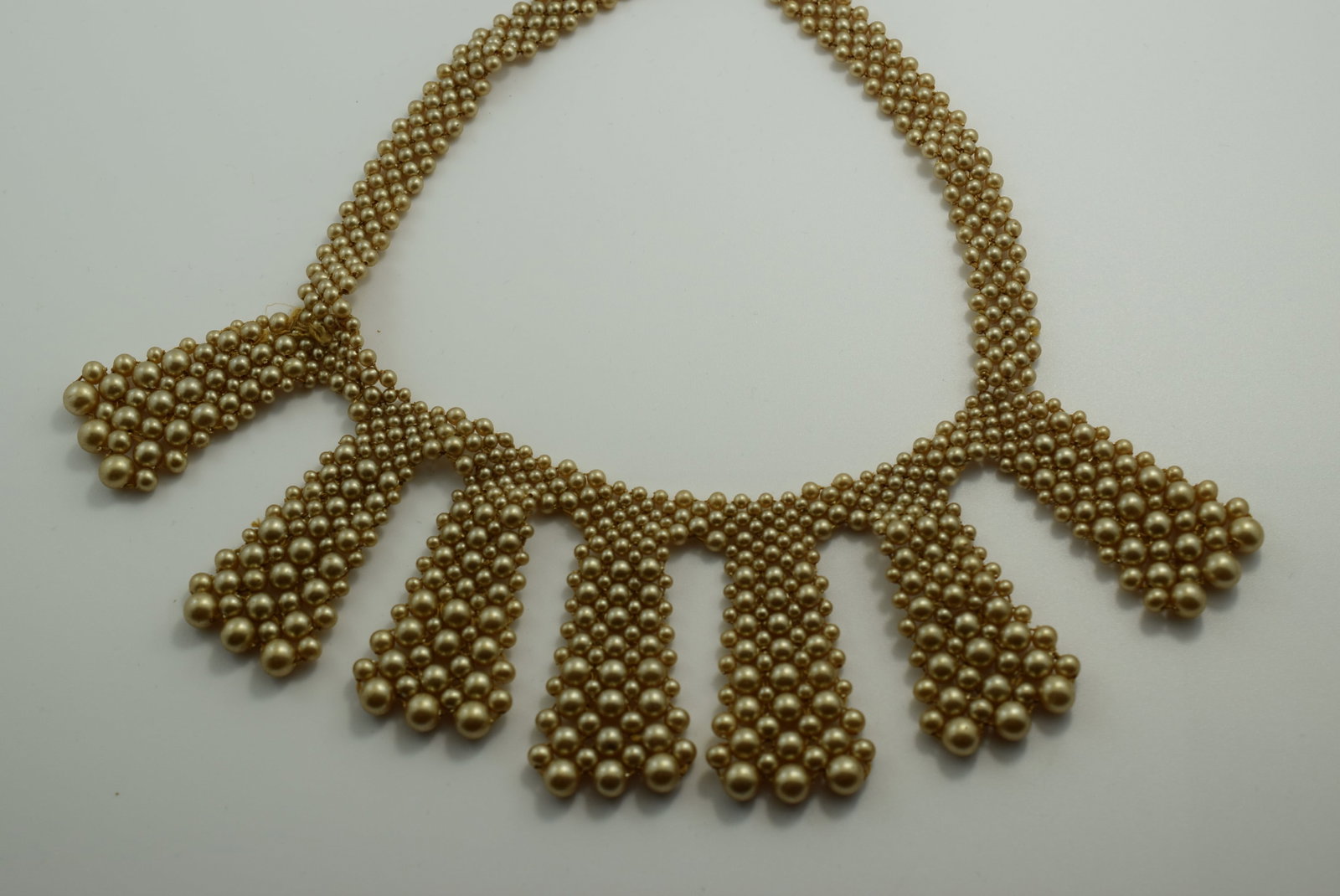 Elaborate Amazing 1930's Faux Pearl Necklace TLC Vintage Lot # JM 1153: Elaborate Amazing 1930's Faux Pearl Necklace TLC Vintage 15 1/8" long drops 2 1/4" clasp all the parts are there to repair it