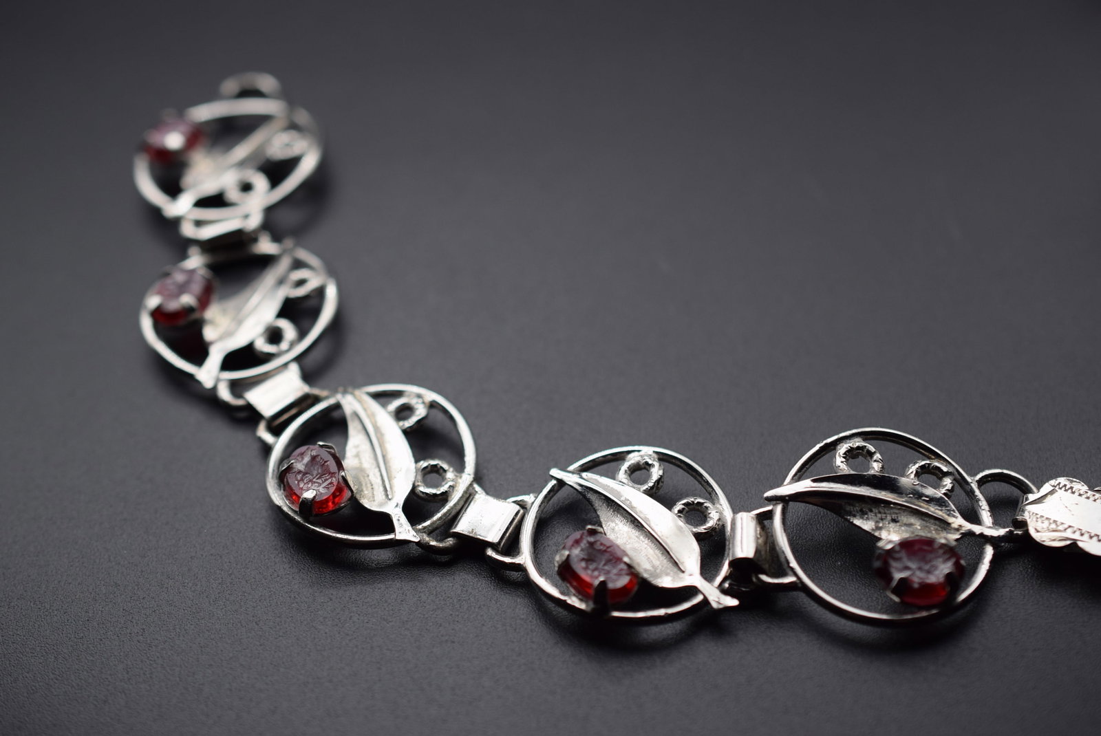 Nado Sterling Art Glass 1950's vintage Bracelet Lot 1165: Nado Sterling Art Glass 1950's vintage Bracelet weighs 23.65 grams measures 7 1/2" x 1" signed Sterling Nado