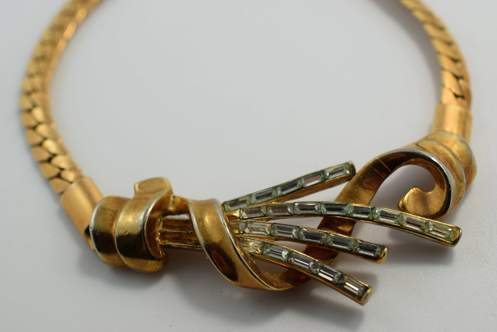Trifari 1940's Baguette Rhinestone Necklace Signed Vintage Lot # JM 1176 (1 of 3)