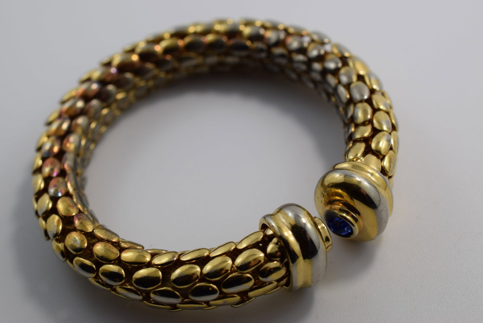 Blue Snake Thick Clampr Bracelet Vintage Lot # JM 1180: Blue Snake Thick Clampr Bracelet Vintage
