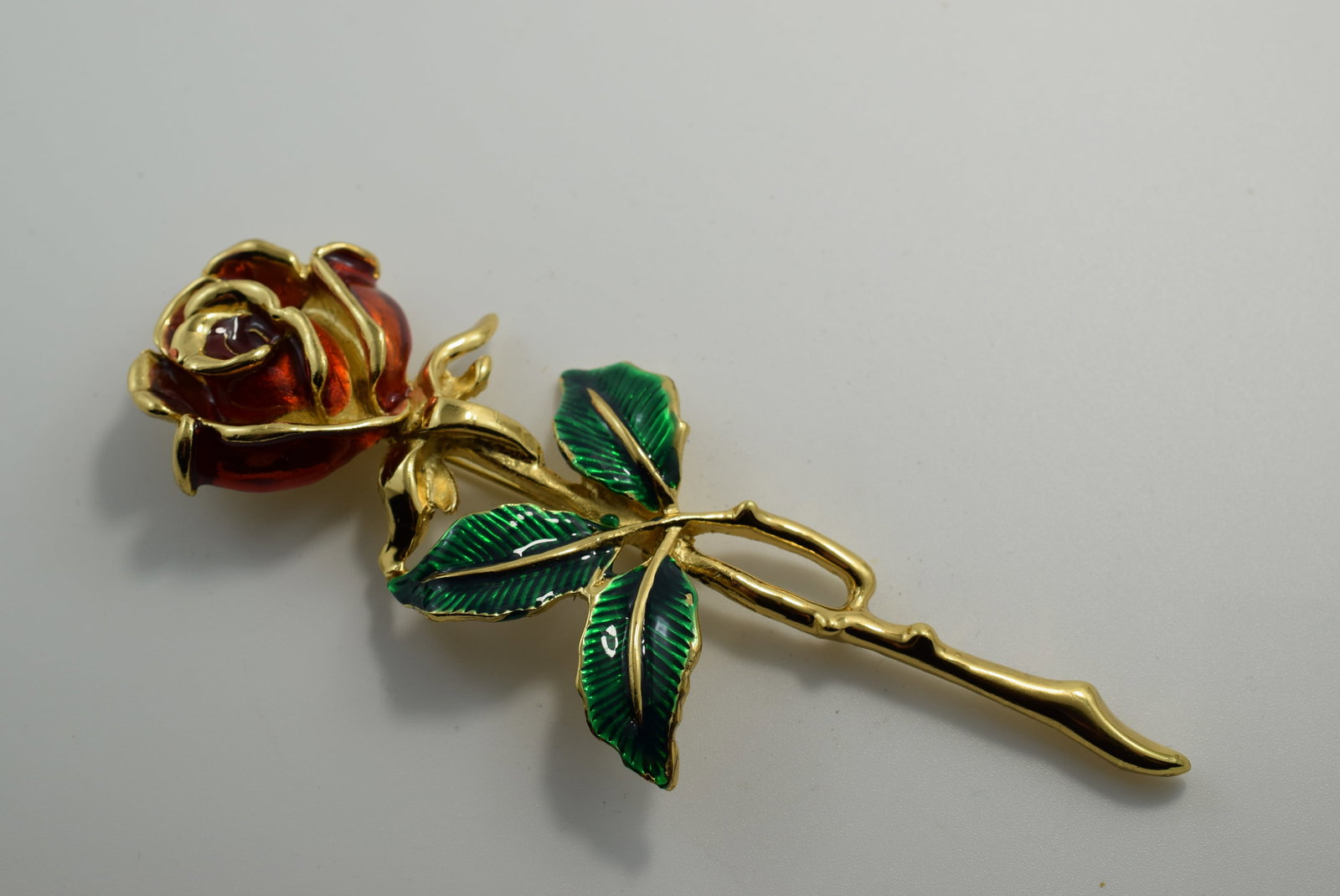 5 1/4" Long Enamel Rose Brooch Pin Vintage Lot # JM 1206 (1 of 2)