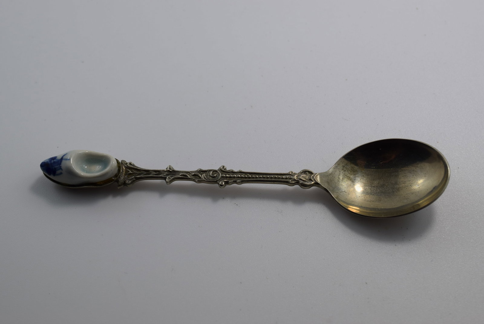 Delft Hollnd Porcelain Shoe Silver Spoon 4 1/2" Vintage Lot # JM 1216 (1 of 3)
