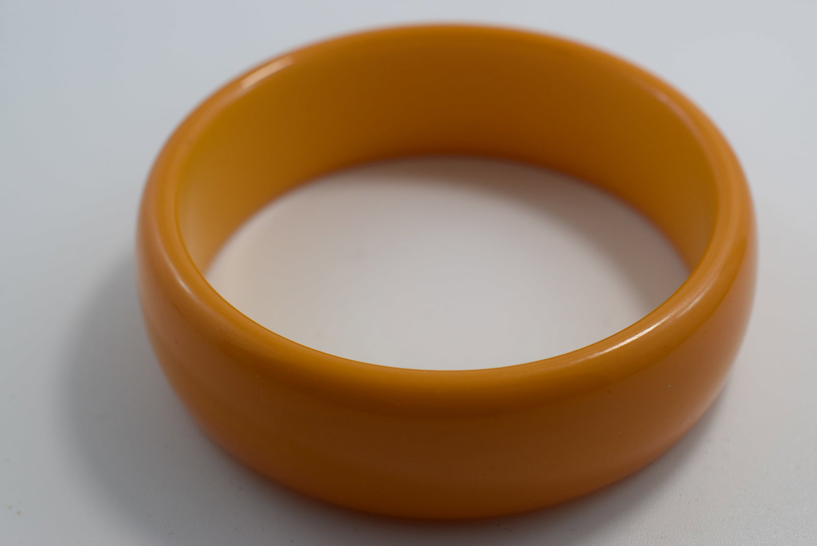 Super Wide Bakelite Bracelet Amber Colored Vintage Lot # JM 1228: Super Wide Bakelite Bracelet Amber Colored Vintage7/8" inside 2 5/8" across
