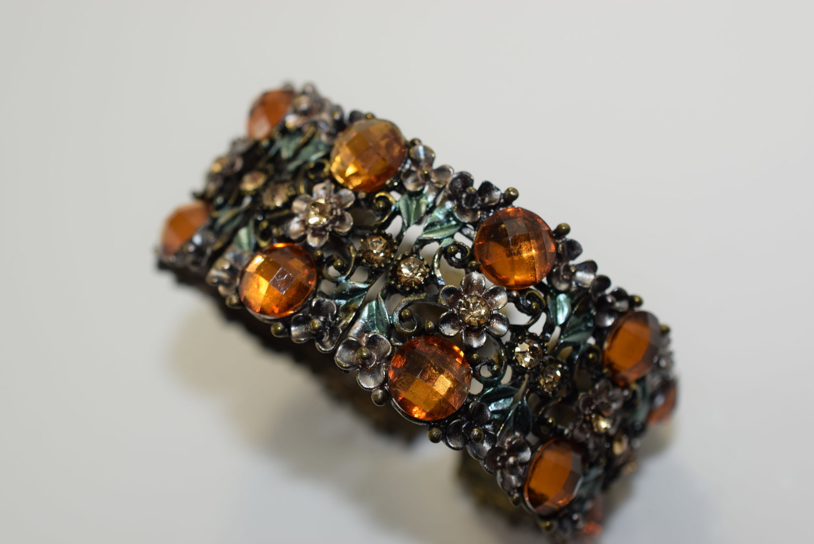 Stretch Rhinestone Cuff Bracelet Vintage Lot # JM 1231 (1 of 2)