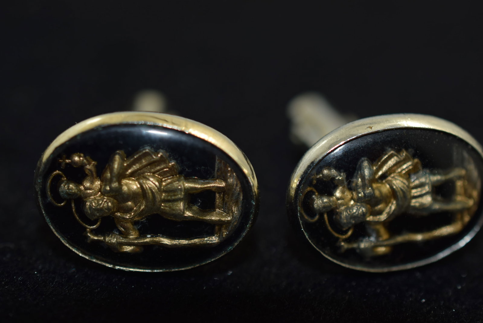 Saint Christopher Glass Cabochon Rare Cufflinks Vintage Lot # KN10 (1 of 2)