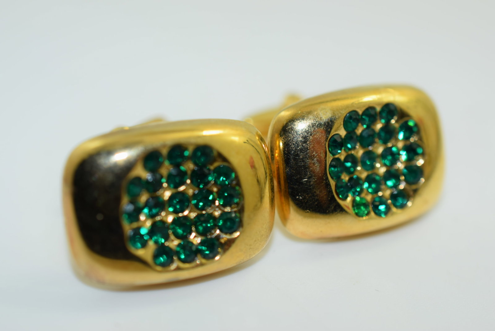 Cufflinks Rhinestone Green 1940's Vintage Lot # KN 13 (1 of 2)