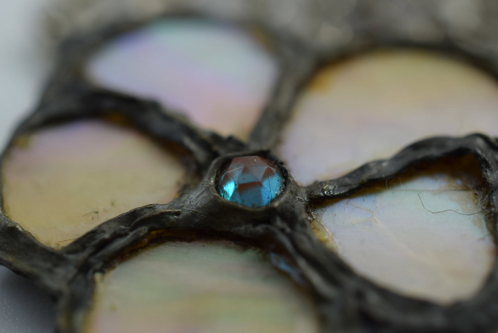Necklace 1950's Mother of Pearl Flower Rhinestone Vintage Lot # KN 22 (1 of 4)