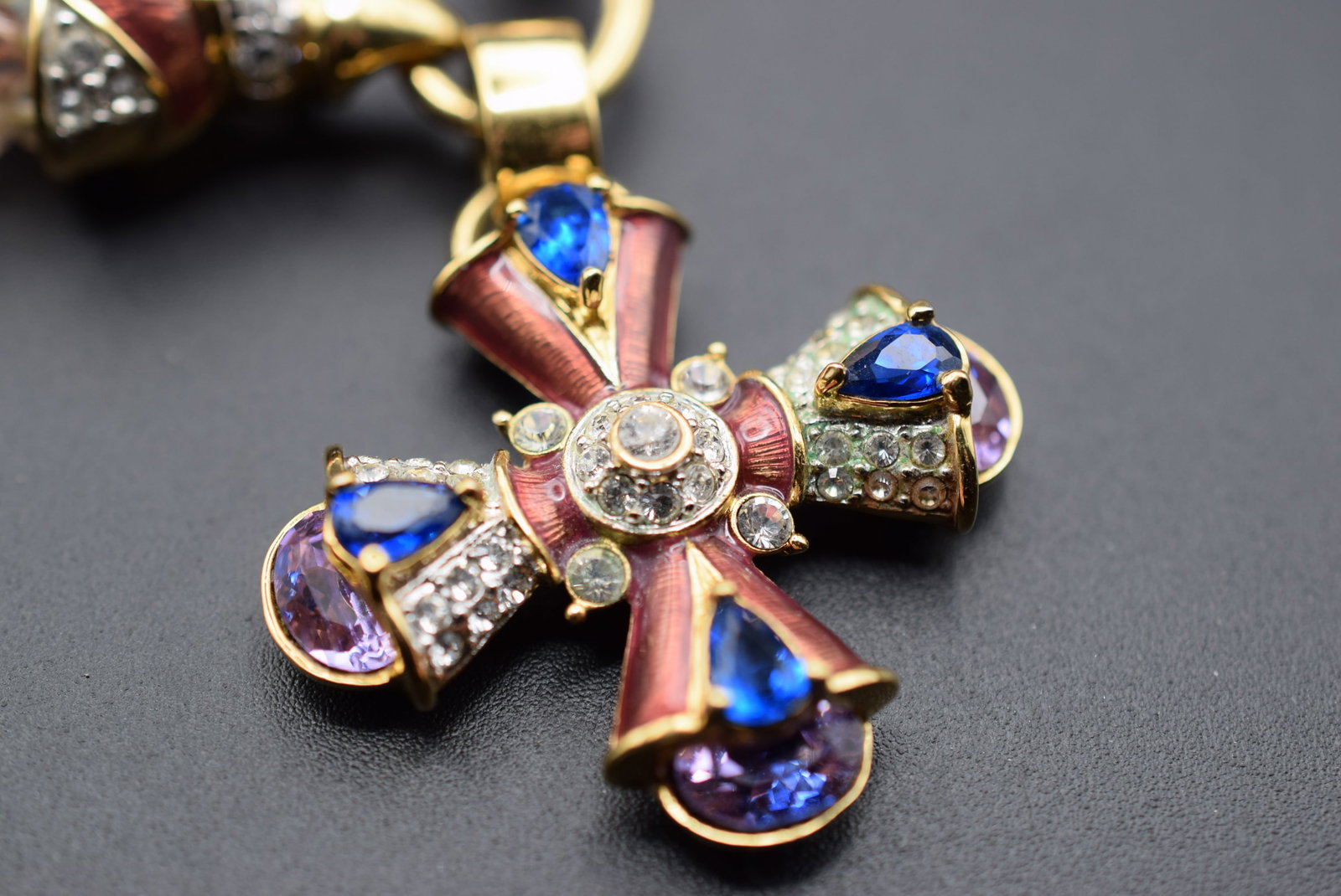 Nolan Miller Enamel Crystal Rhinestone Vintage Necklace Signed Lot HK 29 (1 of 3)