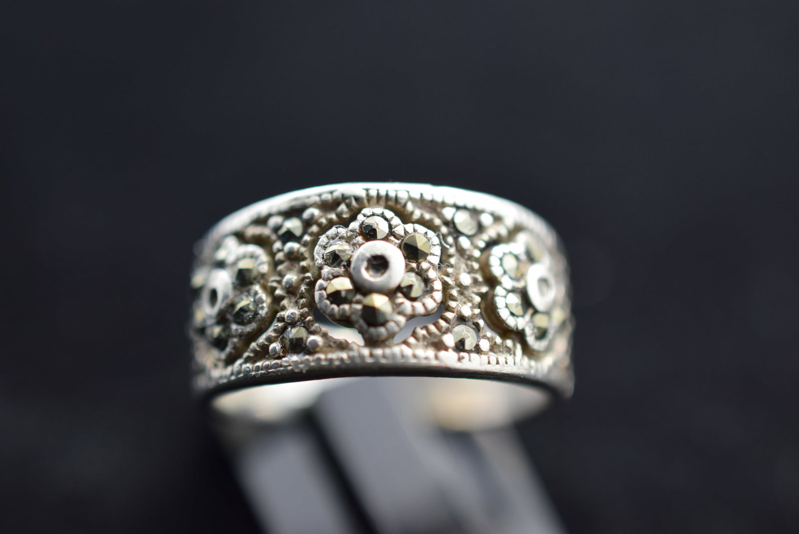Ring Marcasite Sterling Silver 925 Size 5 Vintage Lot # KN 65 (1 of 2)