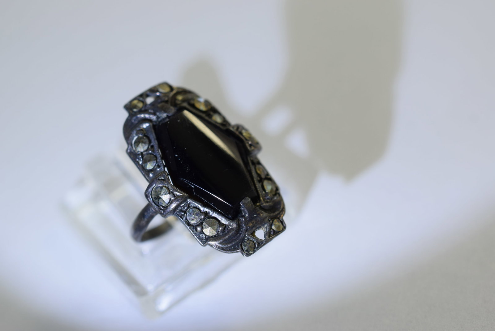 Edwardian Marcasite Old Ring Sterling Silver 925 Size 2.25 Vintage Lot # KN 96 (1 of 2)