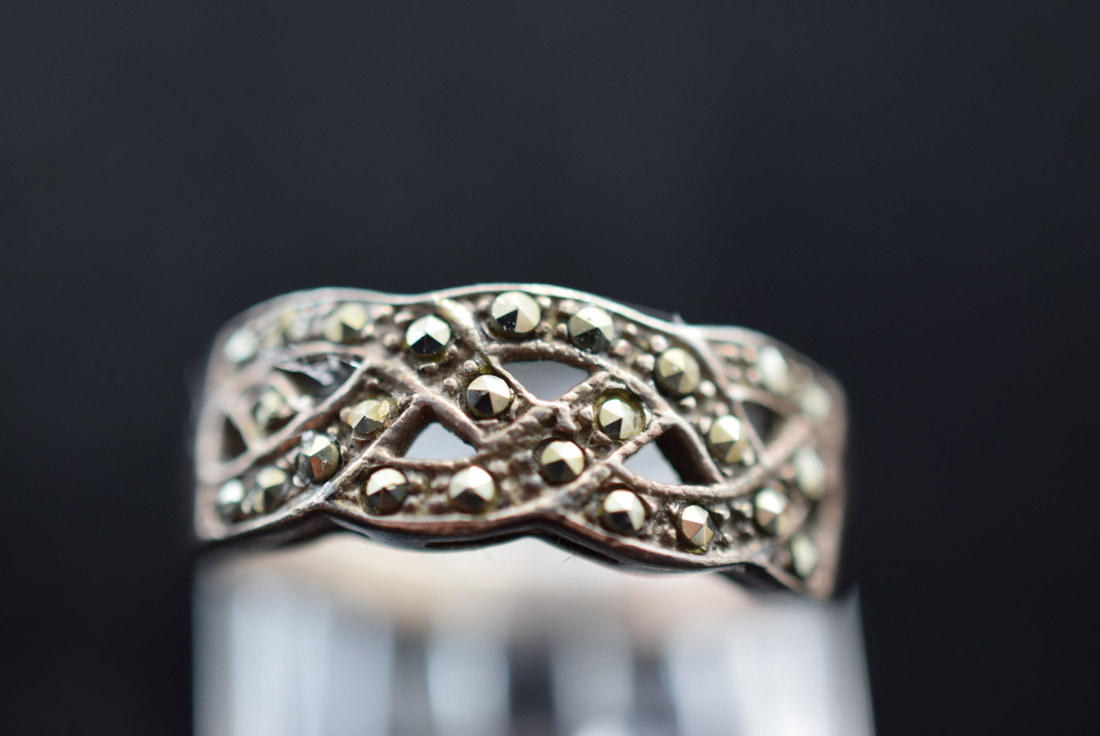 Sterling Silver 925 Marcasite Ring Size 7.25 Vintage Lot # KN 123 (1 of 2)