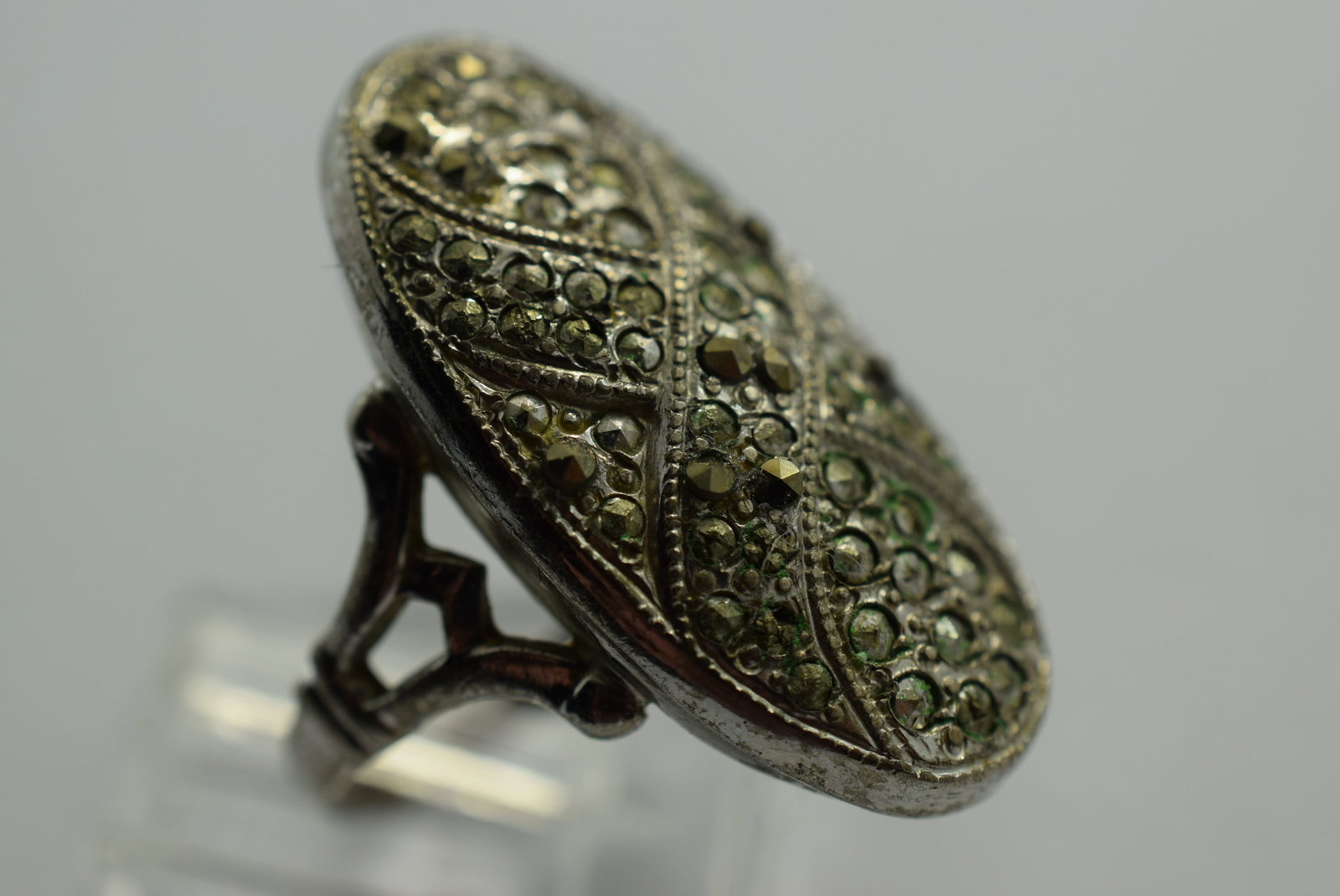 Sterling Silver 925 Marcasite 1940's Ring Size 4.75 Vintage Lot # KN 128 (1 of 3)