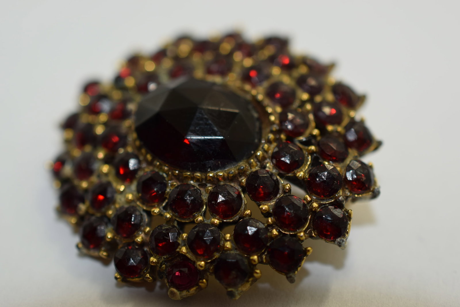 Mine Cut Garnet Brooch Pin 1 1/2" Vintage Lot # KN 129 (1 of 2)