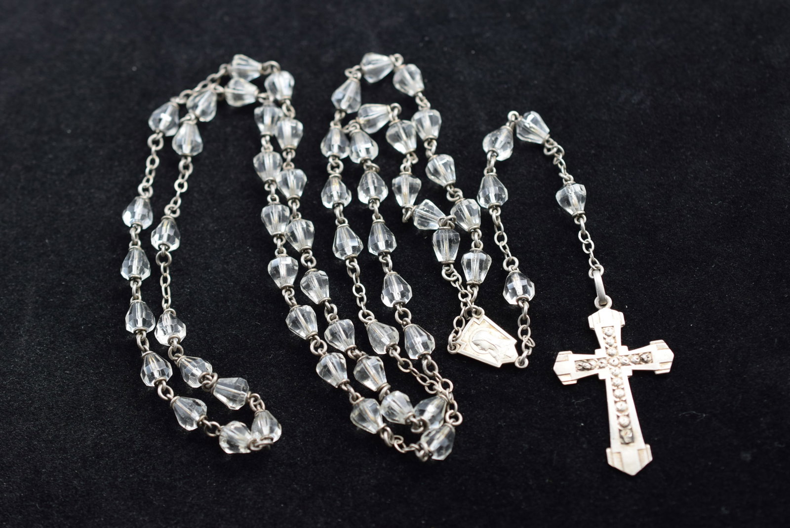 Crystal Rosary Sterling Silver 925 Vintage Lot # KN 141 (1 of 4)