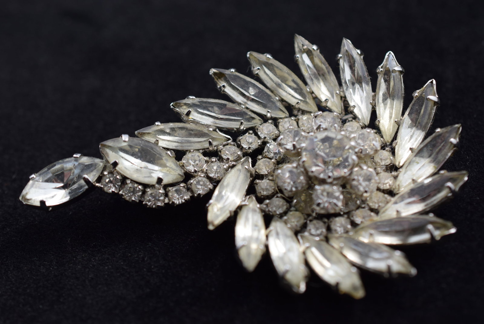 Rhinestone Huge Brooch Pin 3 1/4" Vintage Lot # KN 147 (1 of 2)