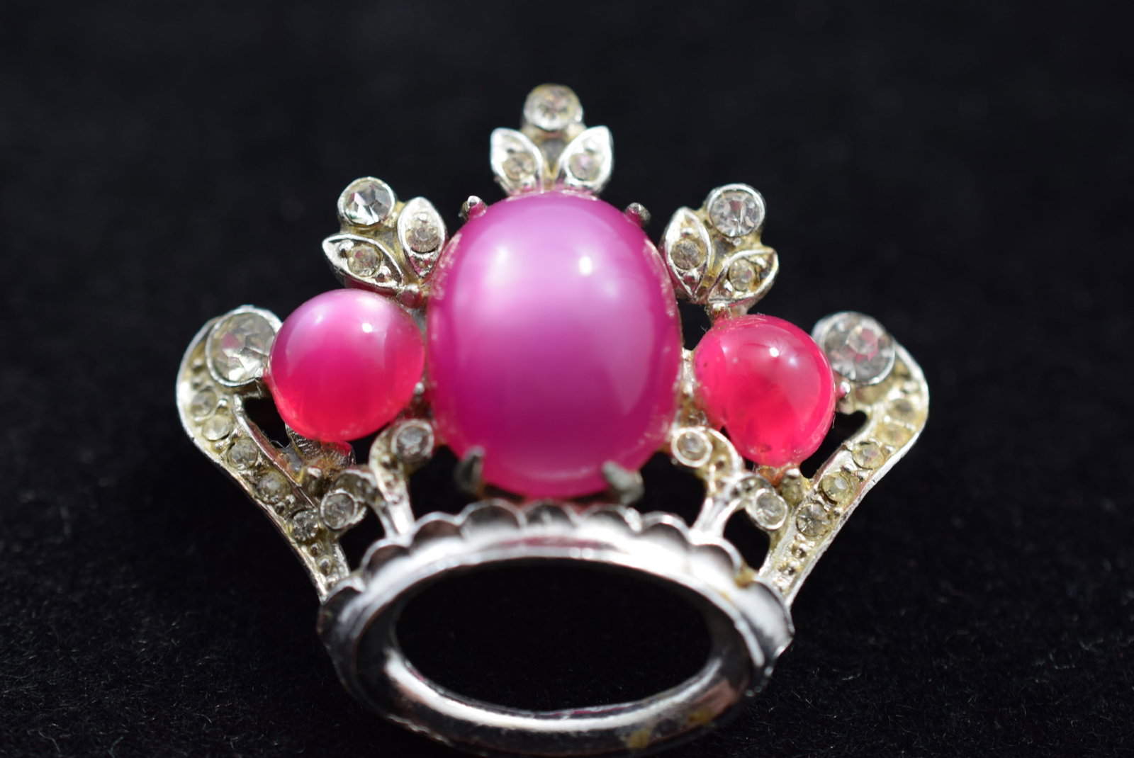 Coro Rhinestone 1940's Crown Brooch Pin Signed 1 5/8" Vintage Lot # KN 155 (1 of 3)