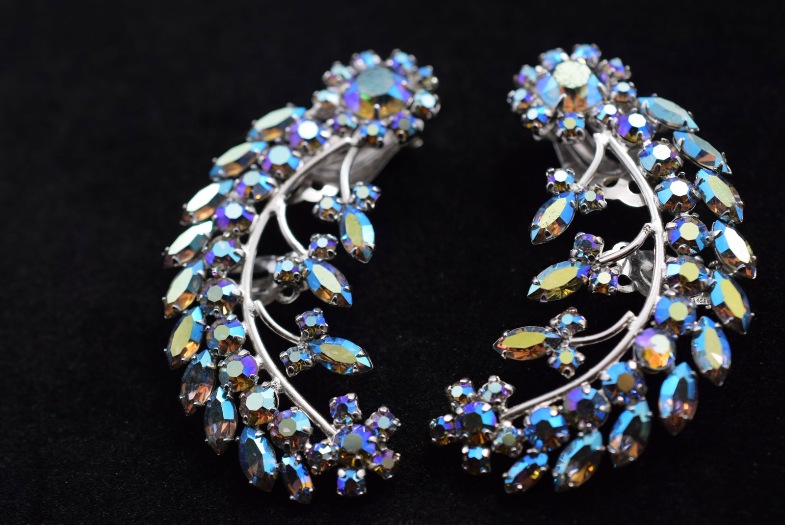 Sherman Ear Sweeper Double Clip Earrings Signed 1940's Vintage Lot # KN 170 (1 of 3)