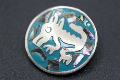 Abalone Alpaca Brooch Pin Pendant .lot#182 (1 of 2)