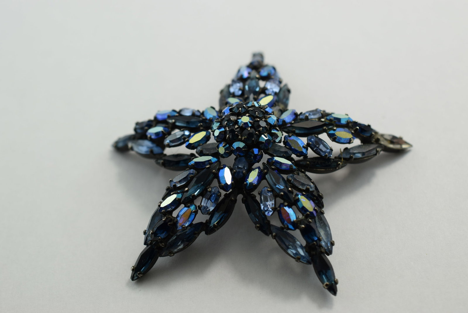 Sherman Japanned Rhinestone Huge Star Brooch Pin 2 3/4" Signed Vintage Lot # KN 237 (1 of 5)