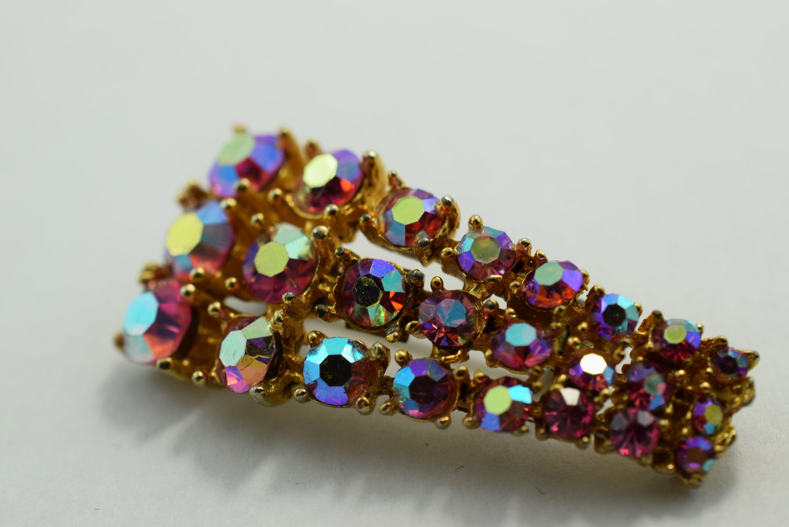 Pink Rhinestone Brooch Pin 1940's Vintage Lot # KN 241: Pink Rhinestone Brooch Pin 1940's Vintage 2 7/8"