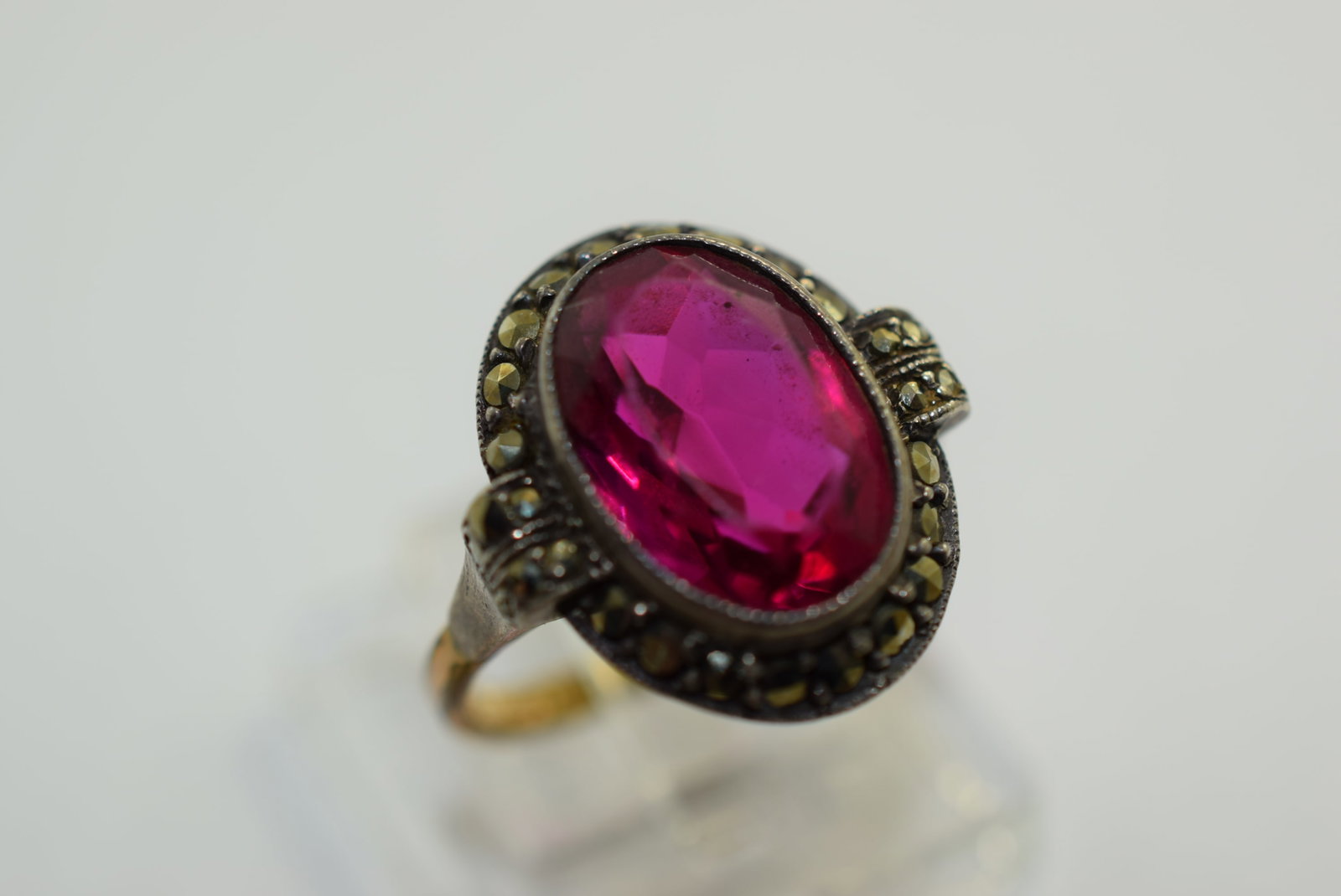 Ring Size 5.25 Old Marcasite Vintage Lot # KN 245: Ring Size 5.25 Old Marcasite Vintage