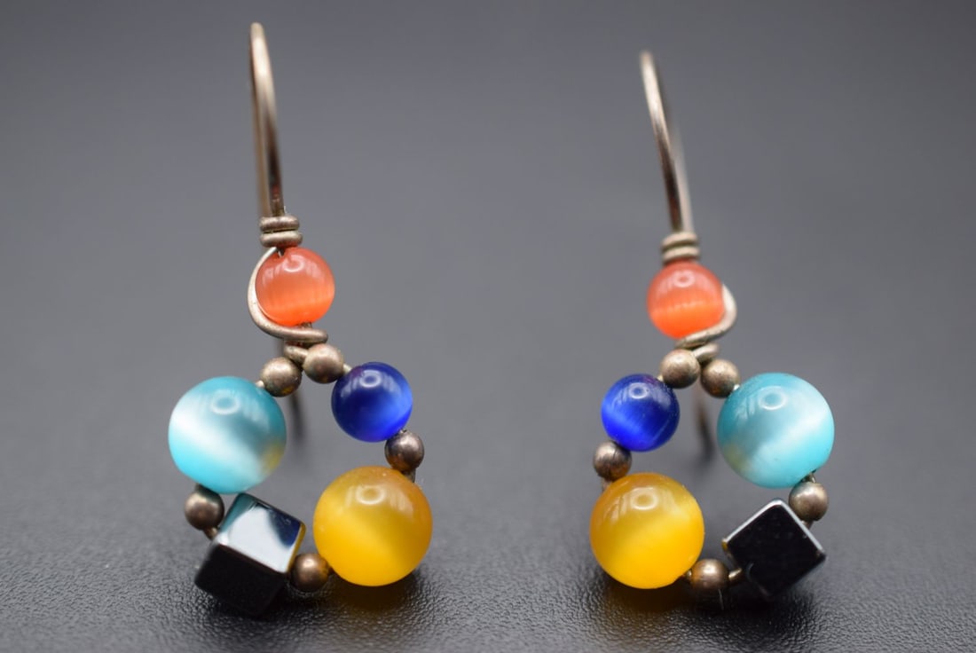 Colored Pierced Vintage Earrings Lot HK 250: Colored Pierced Vintage Earrings