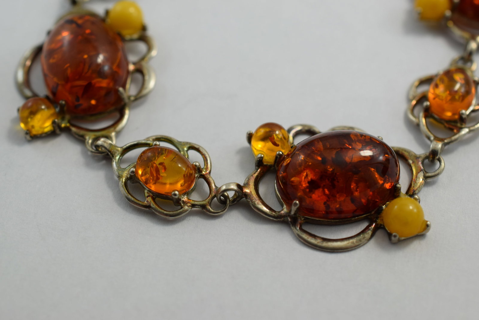 Genuine Amber Sterling Silver 925 Bracelet 8" Vintage Lot # KN 261: Genuine Amber Sterling Silver 925 Bracelet 8" Vintage