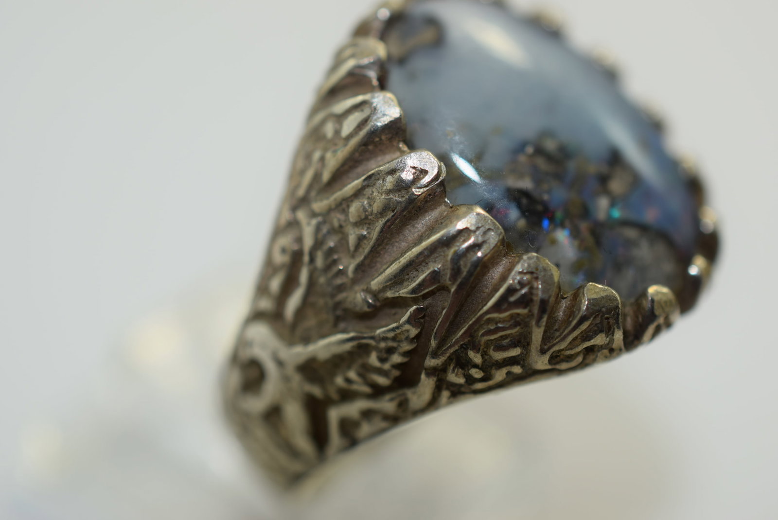 Genuine Opal Eagle Sterling Silver 925 Ring Size 11.25 Vintage Lot # KN 266 (1 of 5)