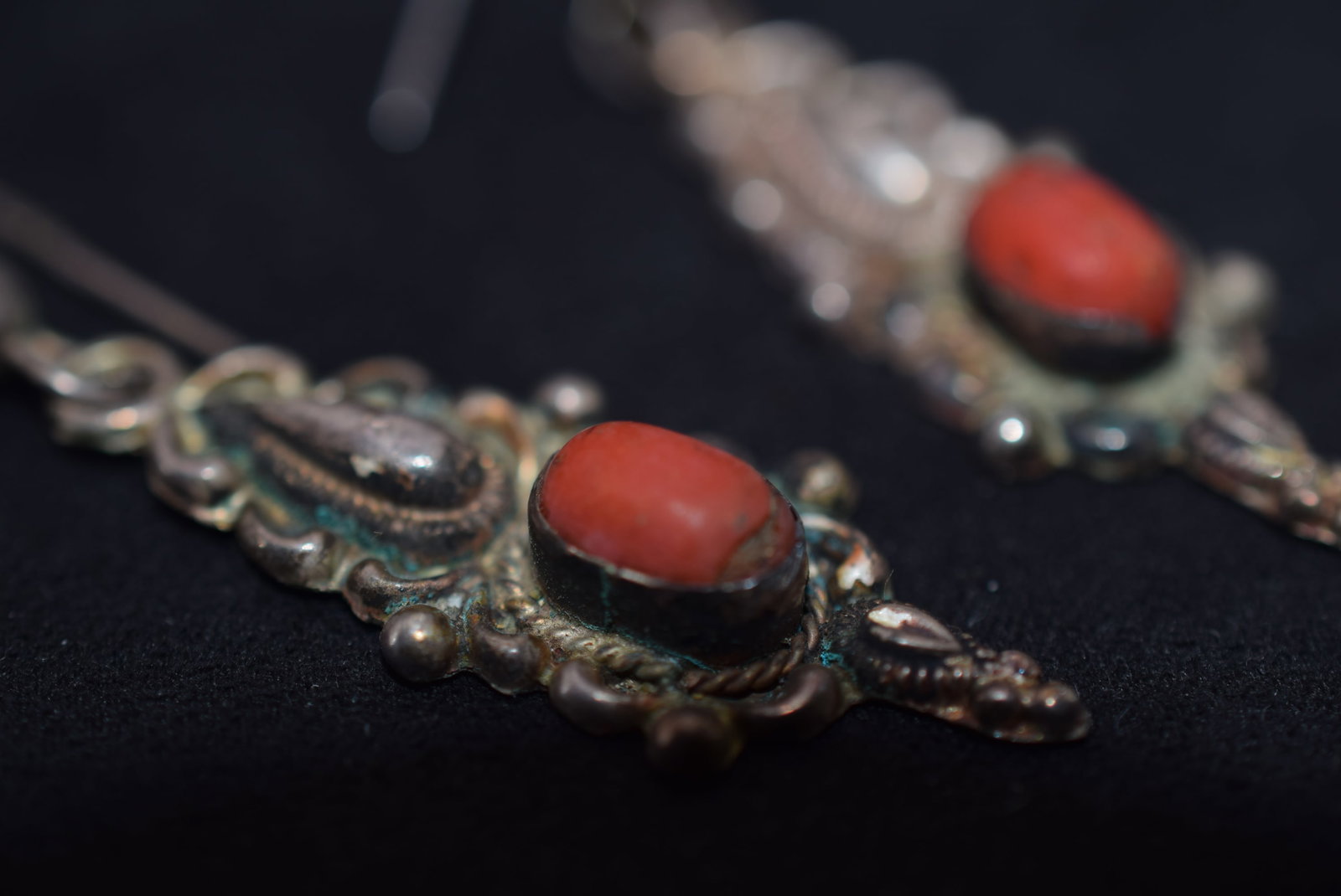 Genuine Coral Middle Eastern Earrings Lot# BE 276 (1 of 5)