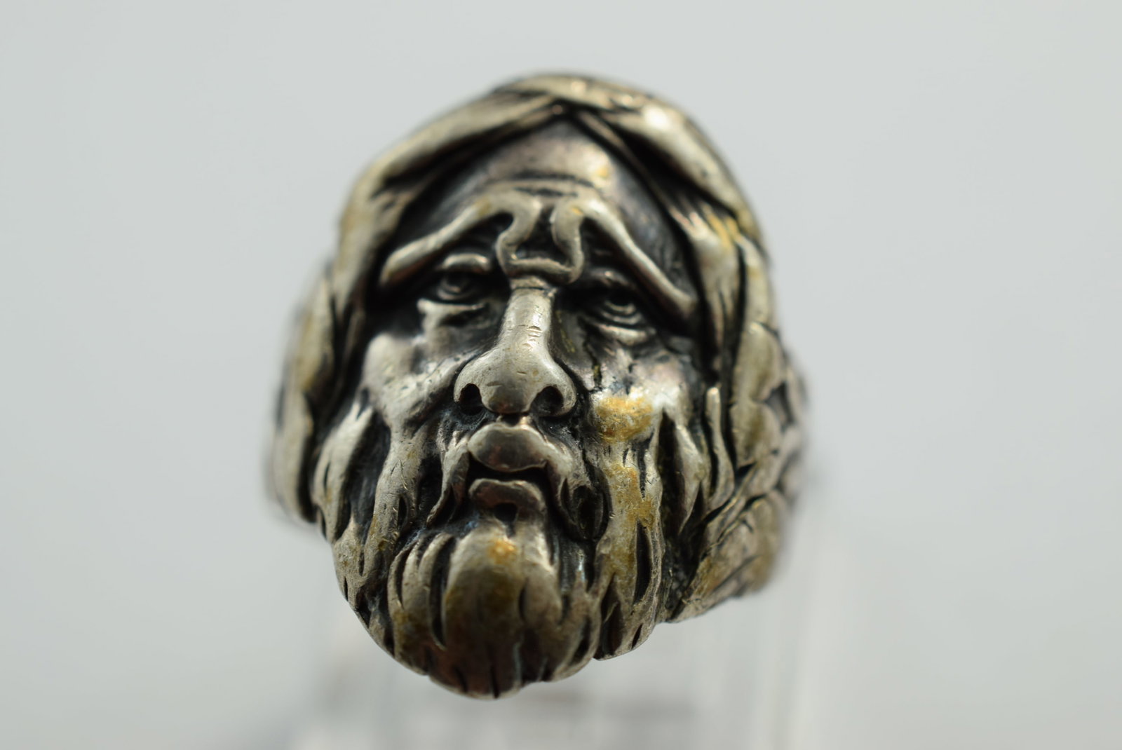 Face Man Ring Sterling Silver 925 Size 8.75 Vintage Lot # KN 277 (1 of 2)