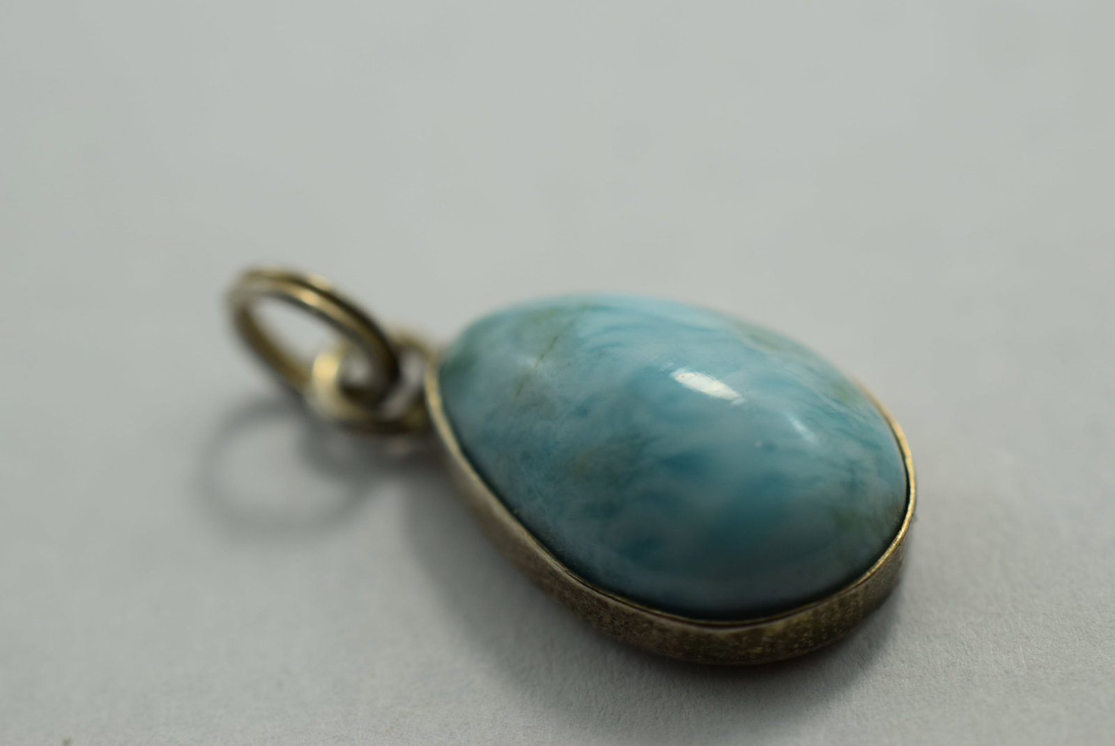 Larimar Sterling Silver 925 Pendant 3/4" plus the bale Vintage Lot # KN 286: Larimar Sterling Silver 925 Pendant 3/4" plus the bale Vintage