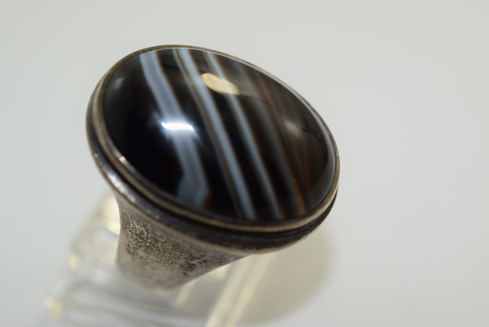 Agate Huge Sterling Silver 925 Ring size 8 Vintage Lot # KN 343 (1 of 4)