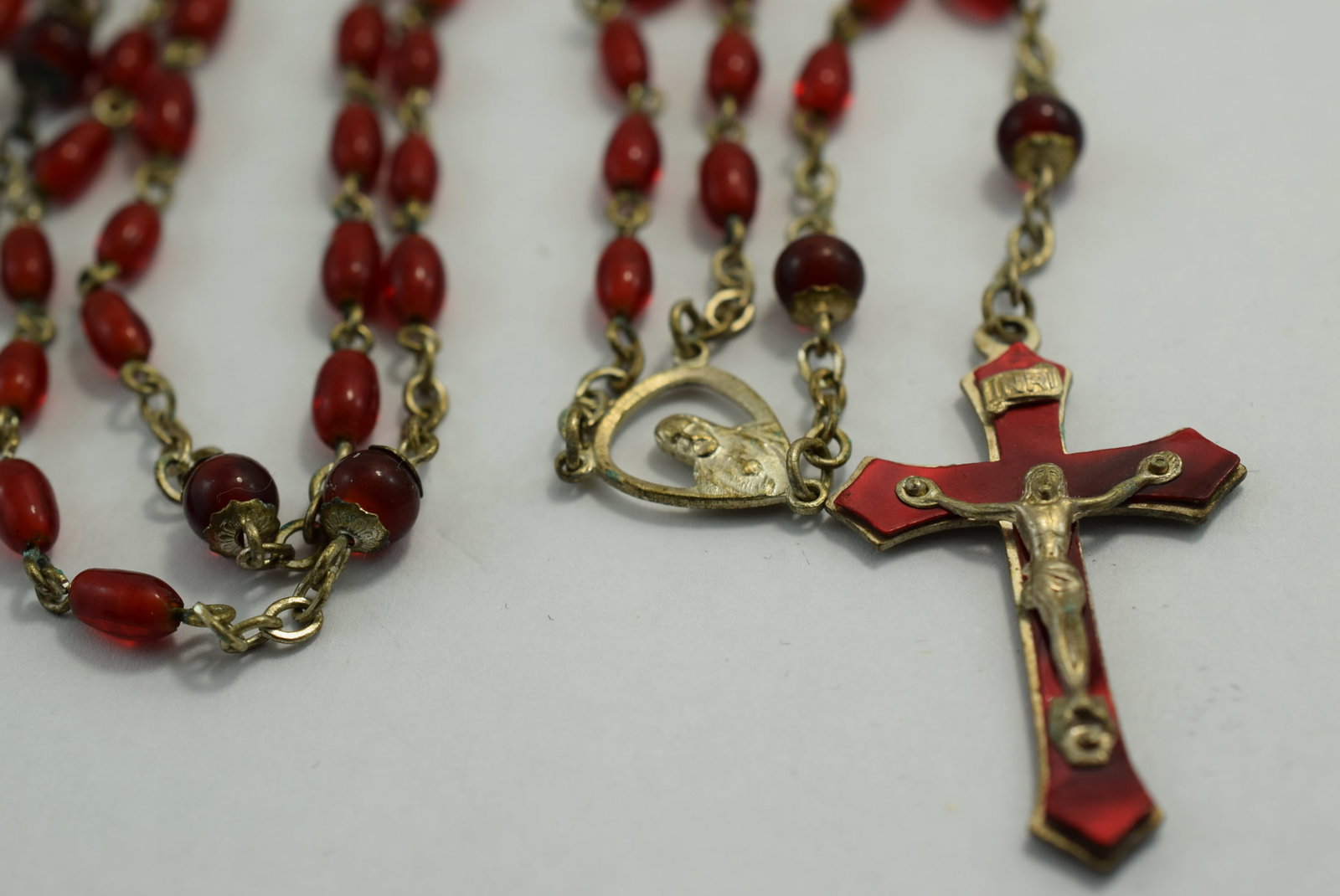 Red 1930's Amazing Rosary Must See Hanging Length 20" Vintage Lot # KN 363: Red 1930's Amazing Rosary Must See Hanging Length 20" Vintage