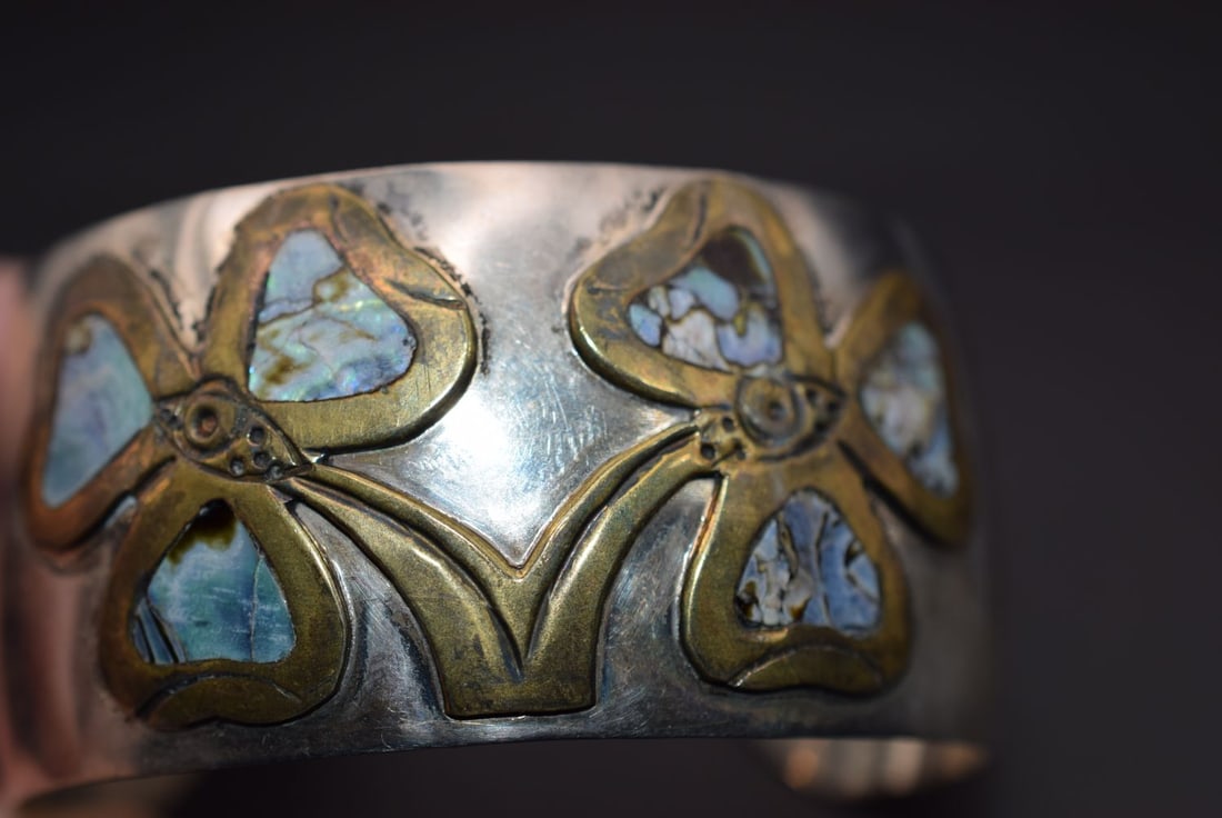 Lucky 3 Leaf Clover Sterling Silver 925 Signed Bracelet Vintage 36.15 grams Lot HK 398 (1 of 6)