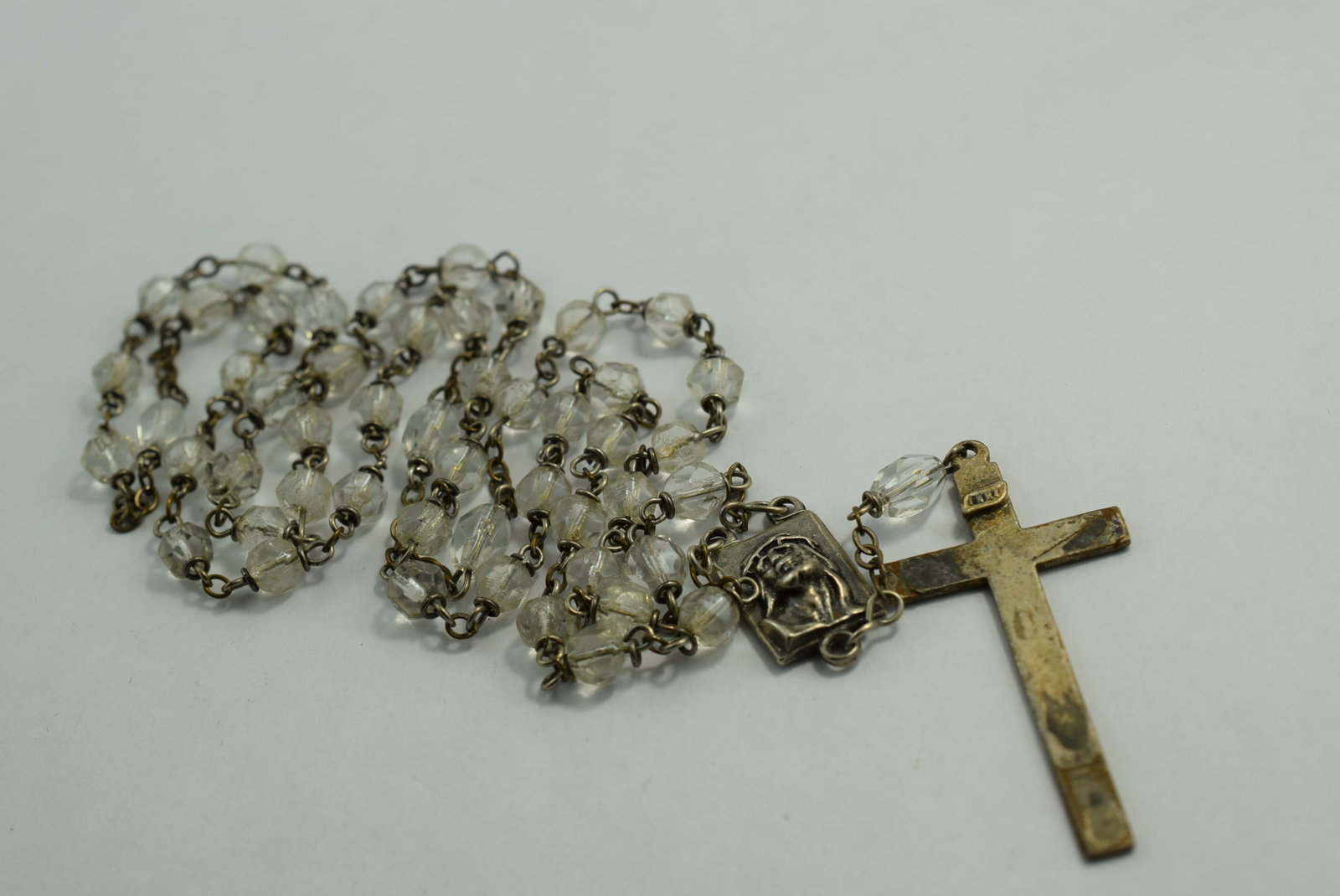 Crystal Old Rosary Hanging Length 18 3/4" Cross missing Crucifix Lot # KN 415 (1 of 3)