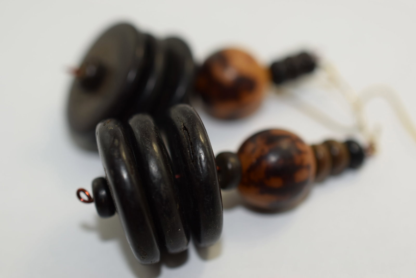 Pierced Earrings Wood 2 1/2" Vintage Lot # KN 429 (1 of 2)