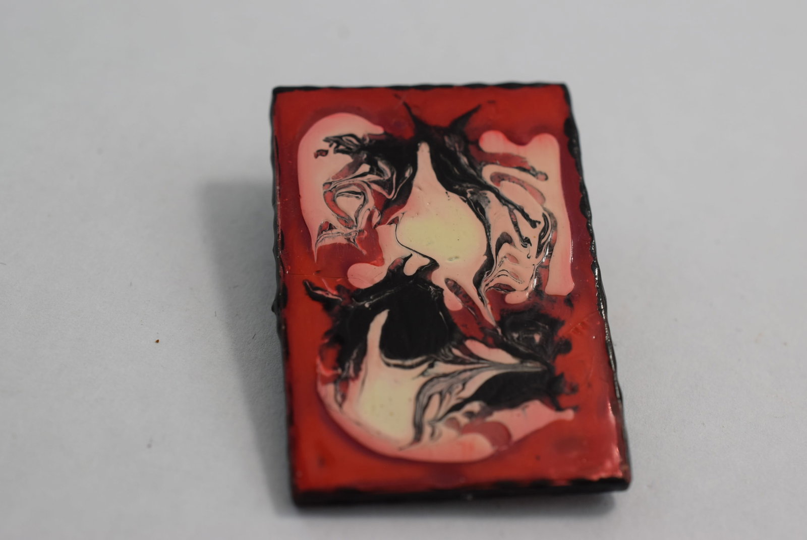 Interesting Signed Enamel Art Brooch Pin 1970's 1 1/2" Vintage Lot # KN 433 (1 of 2)