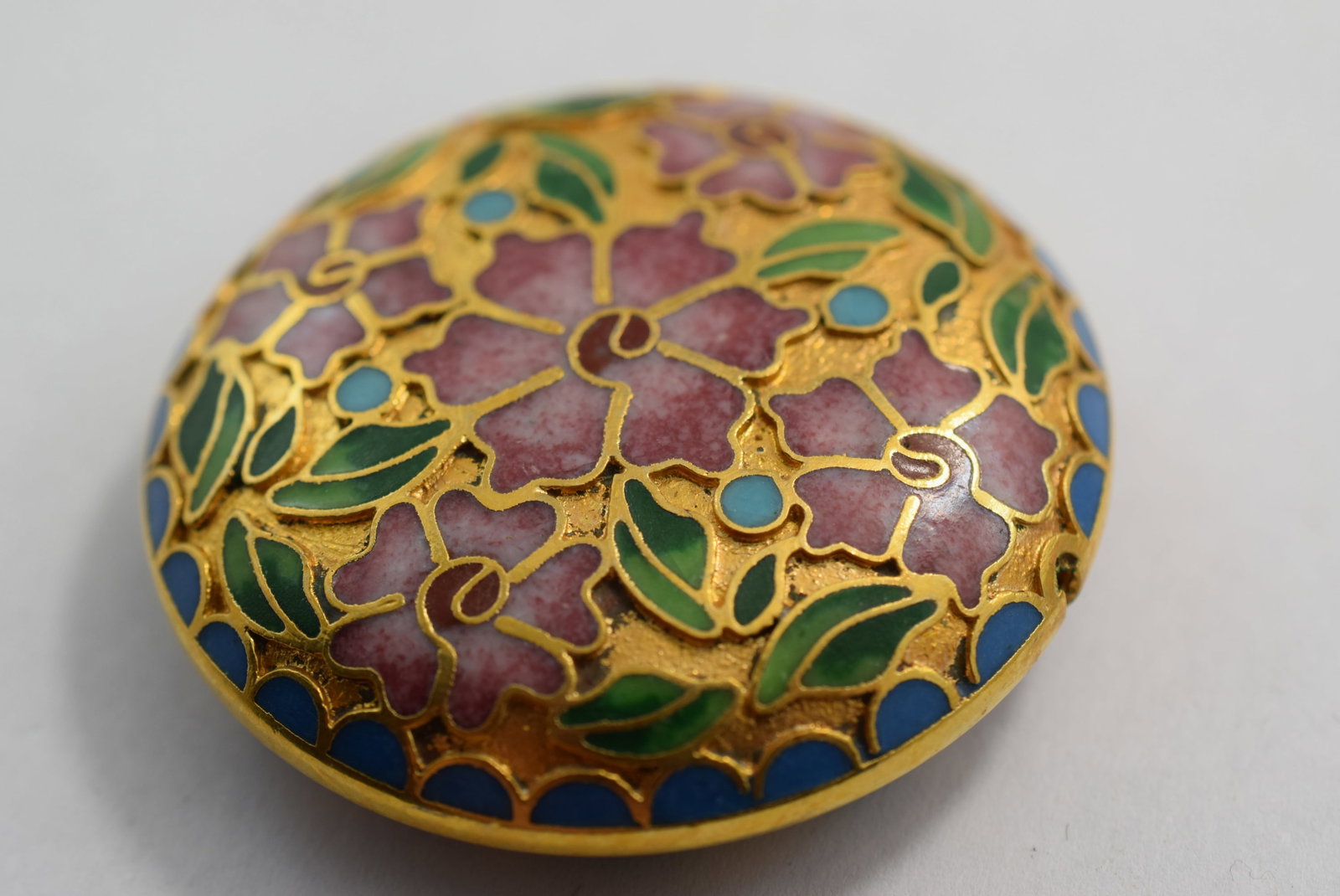 Huge Cloisonne Bead Pendant 1 3/4" Vintage Lot # KN 437 (1 of 2)