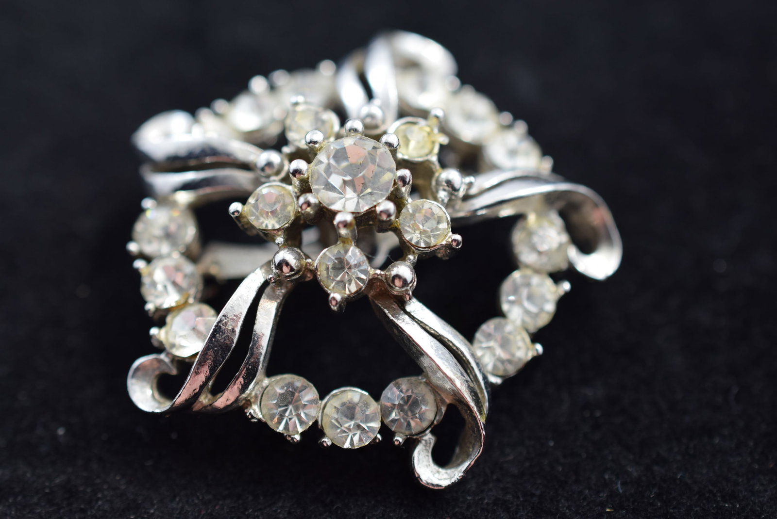 Coro Signed Rhinestone Brooch Pin 1 3/4" Vintage Lot # KN 467 (1 of 2)