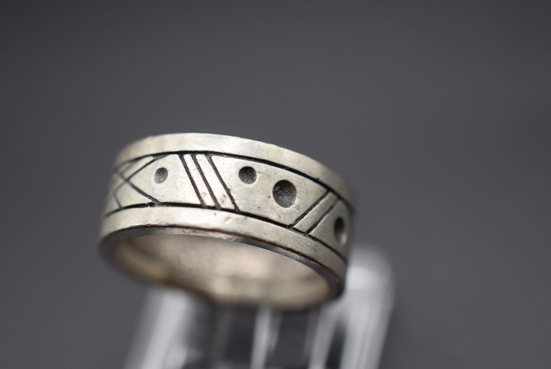 Modernist Architect Ring Vintage Thick Sterling Size 7 Lot HK 499 (1 of 2)