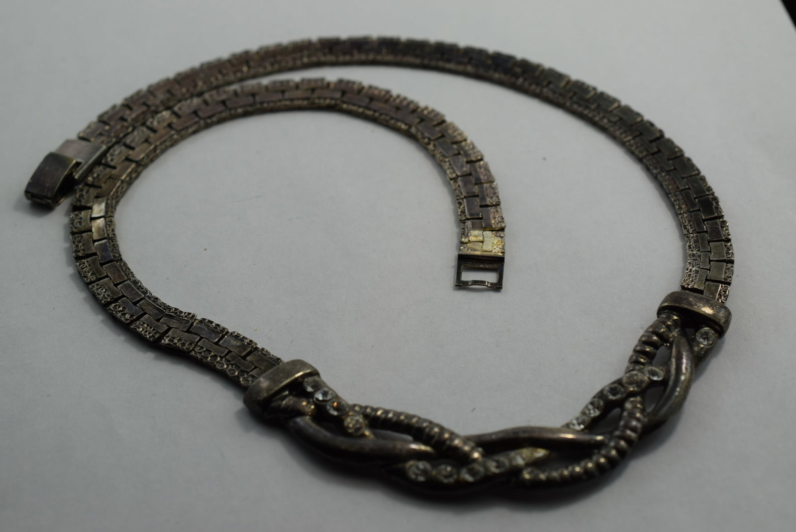 Rhinestone Necklace 17" Vintage Lot # KN 525: Rhinestone Necklace 17" Vintage