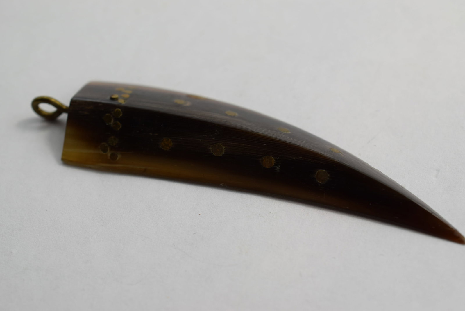 Horn Pendant Inlaid 2 3/4" Vintage Lot # KN 536 (1 of 2)