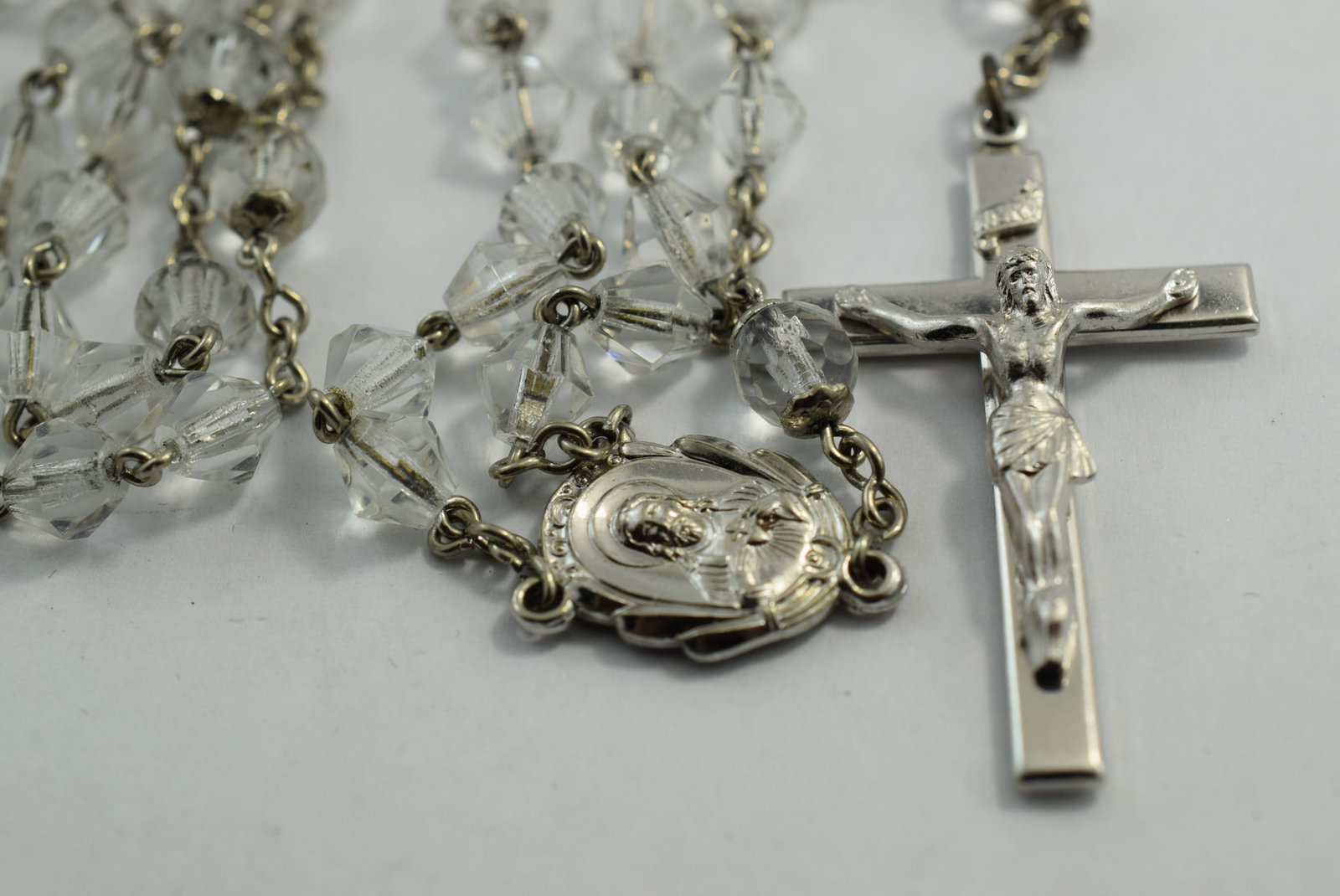 Crystal Rosary 21" Hanging Length Vintage Lot # KN 569: Crystal Rosary 21" Hanging Length Vintage