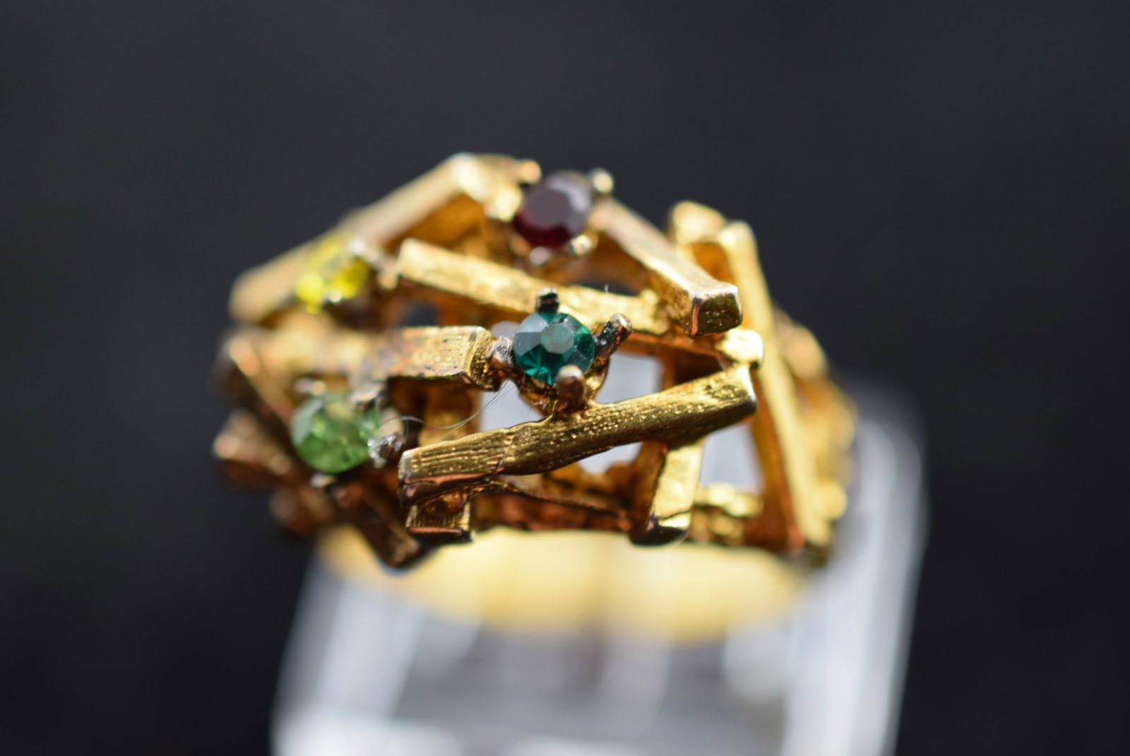 Cocktail Rhinestone Ring Size 6.25 1970's Vintage Lot # KN 614 (1 of 3)
